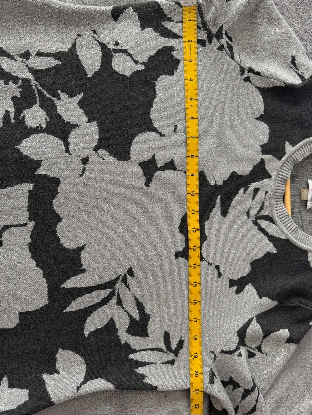 Calvin Klein Metallic Floral Knit Sweater Dress – Size XL - Picture 11 of 13
